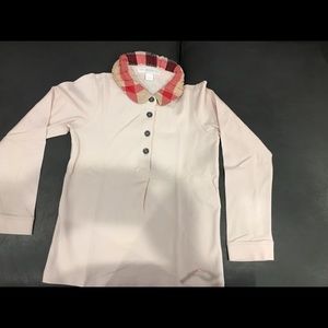 Girls Burberry long sleeve polo